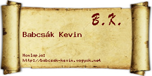 Babcsák Kevin névjegykártya